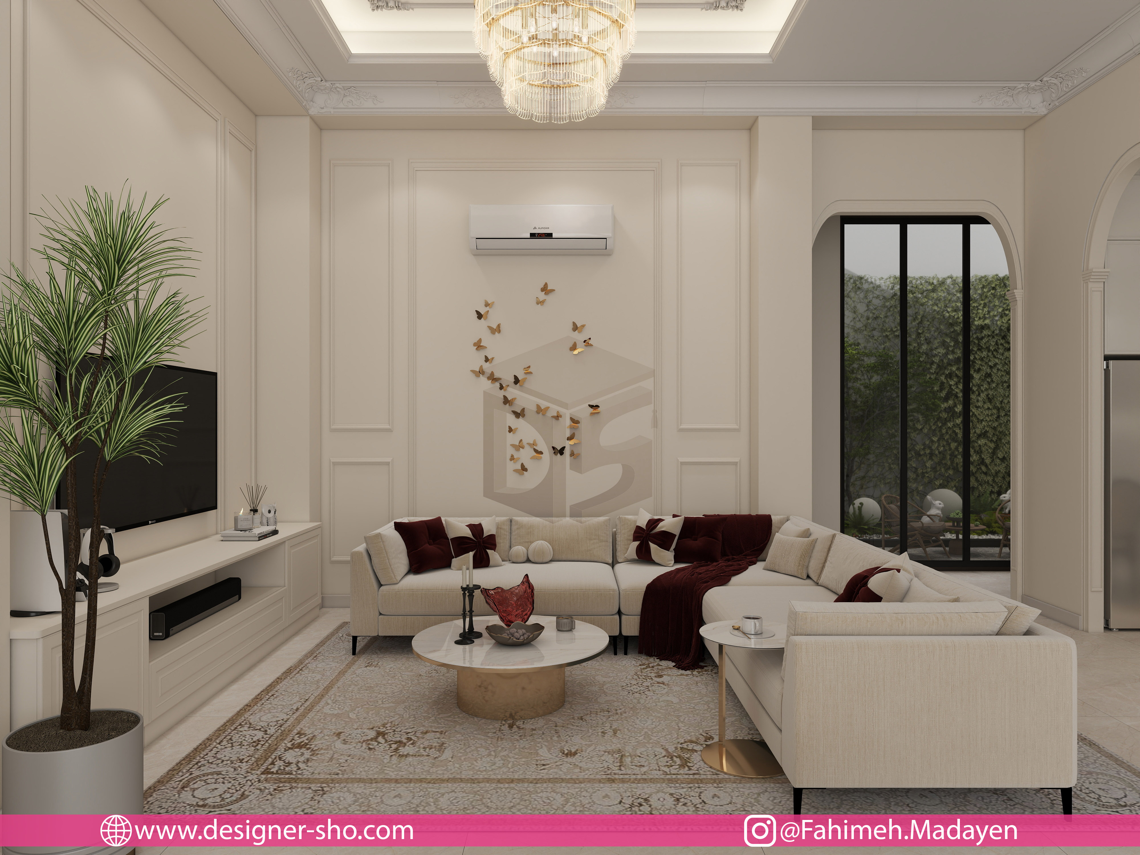دکوراسیون نشیمن روشن با جایگاه ویلچر و دسترسی آسان