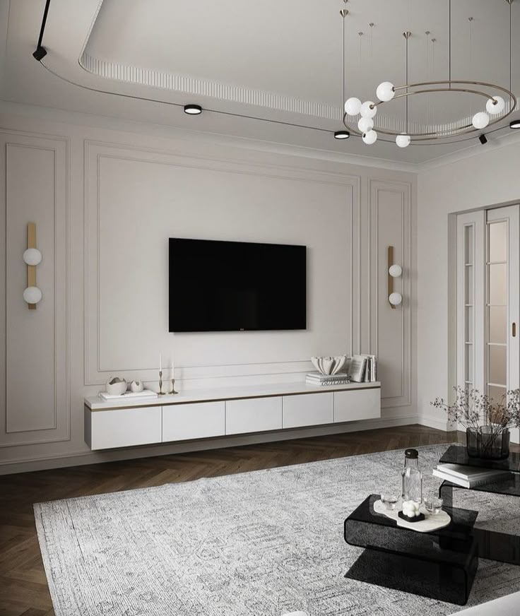 مدل دیوار تلویزیون برای سبک نئوکلاسیک