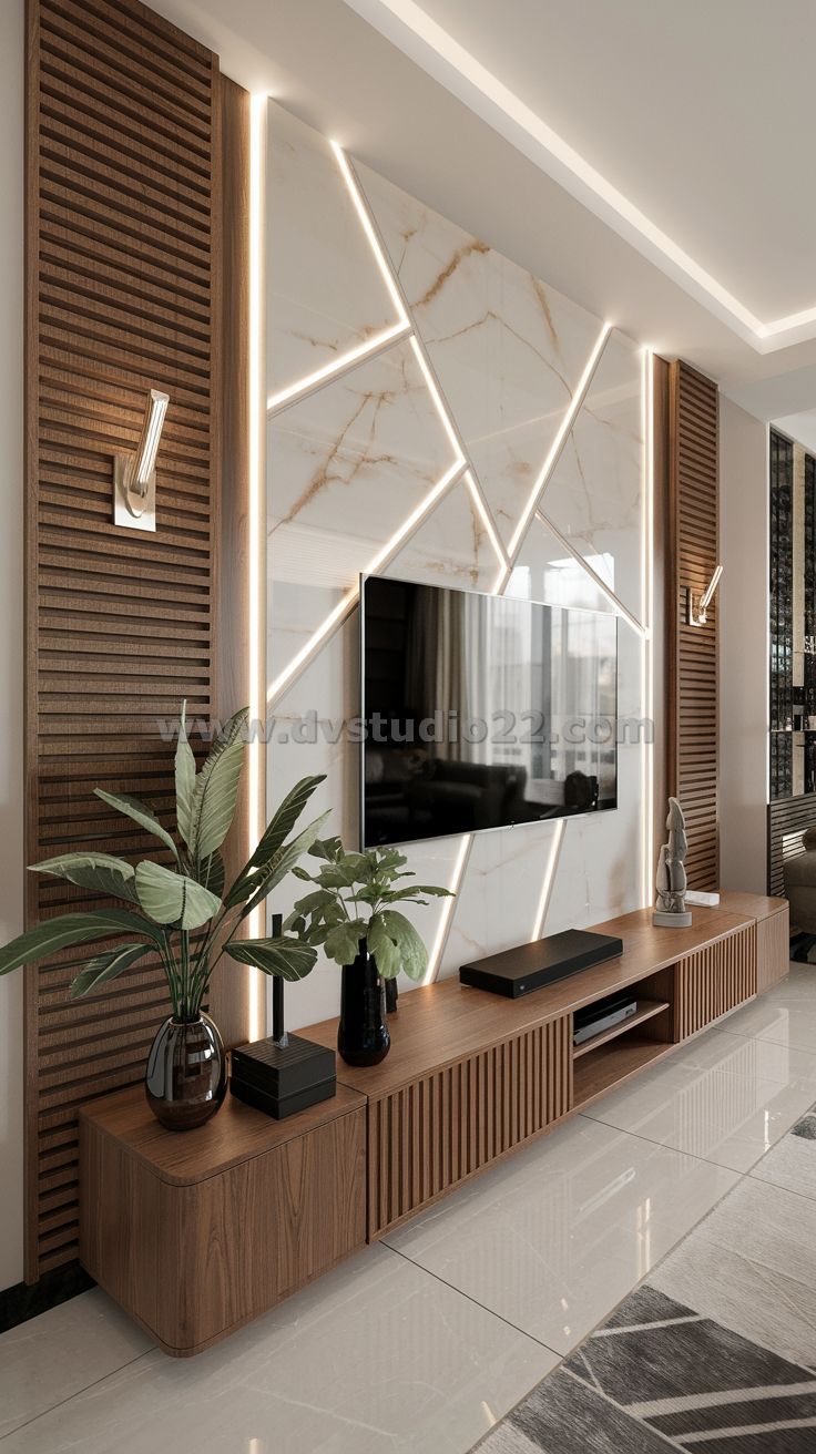 مدل دیوار سنگی تلویزیون 