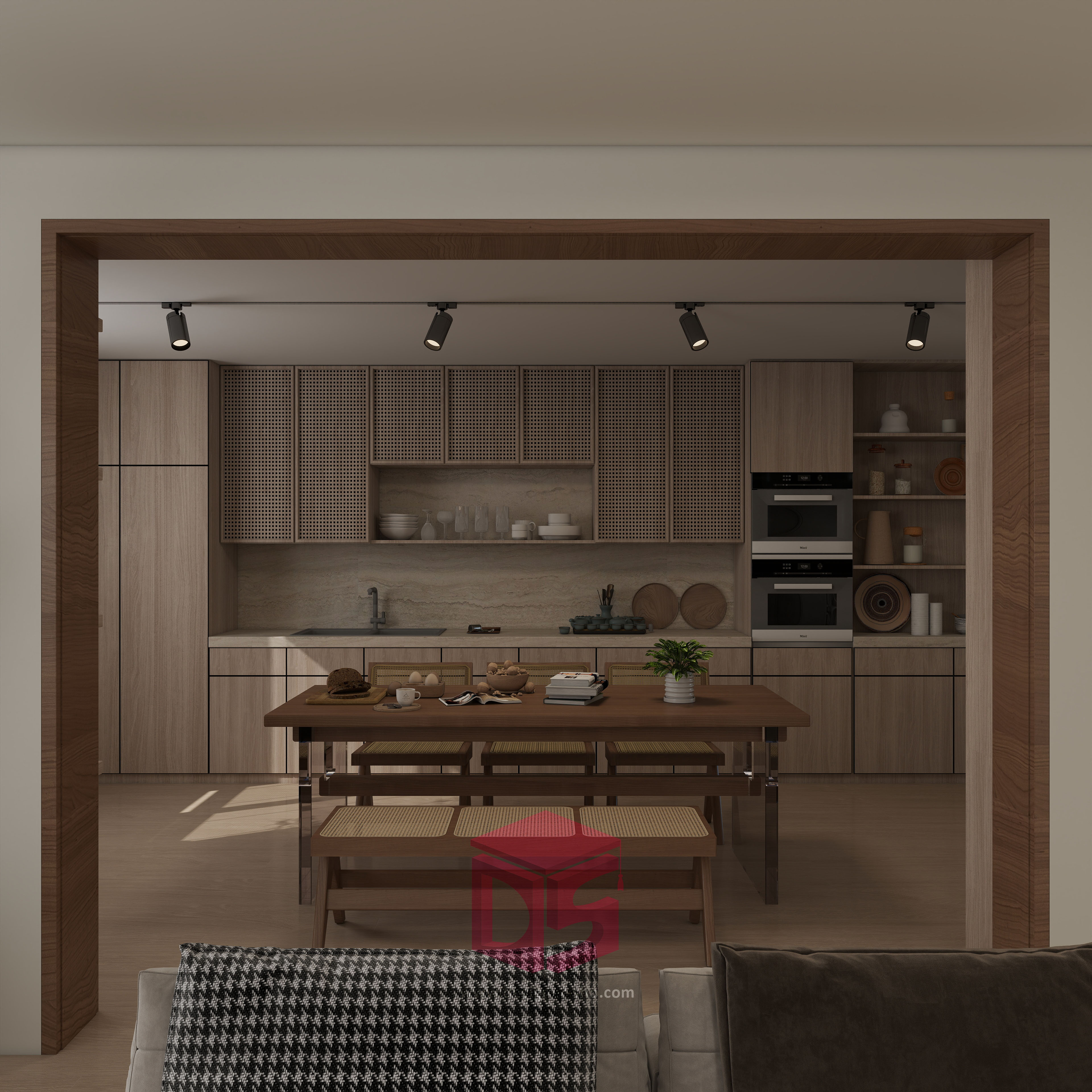 کابینت با در حصیری 